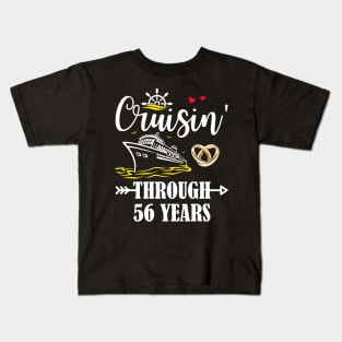 Cruising Through 56 Years Family 56th Anniversary Cruise Couple Kids T-Shirt